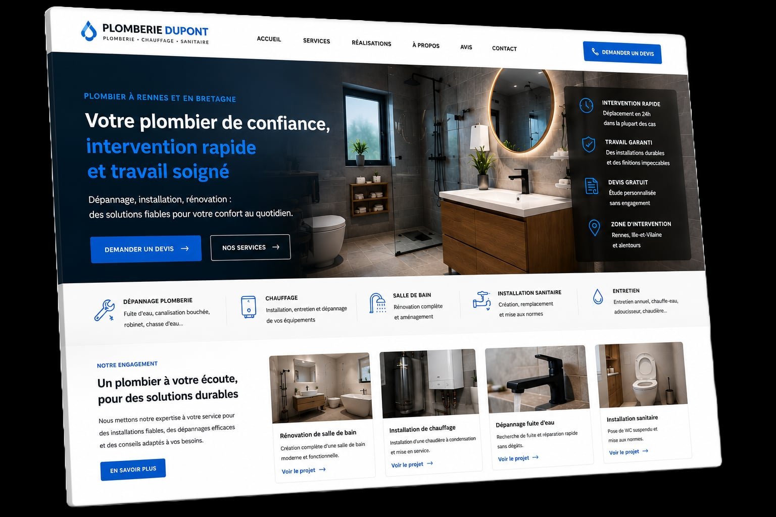 Artisan plombier au travail — illustration d'un article sur le prix d'un site internet